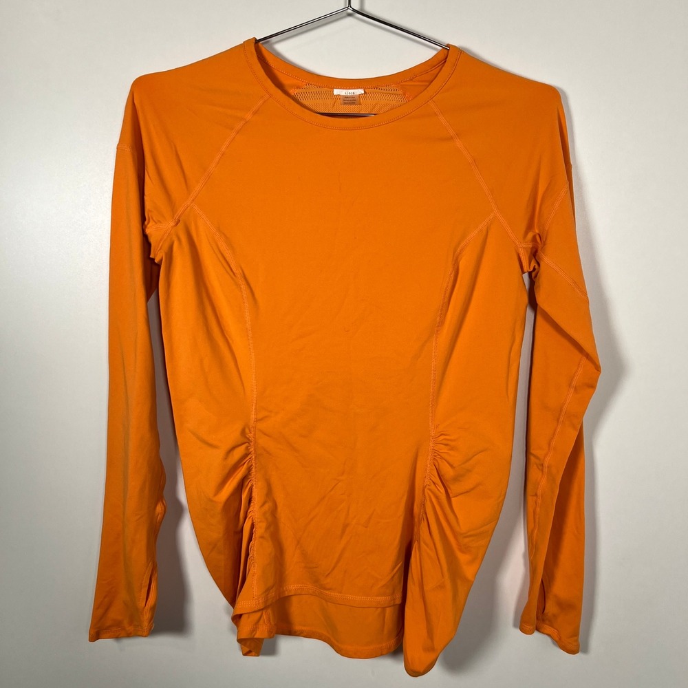 ROXY Swim Rash Guard Sunshirt Orange Long Sleeve Ruched Thumbhole Roxy‎ Large
